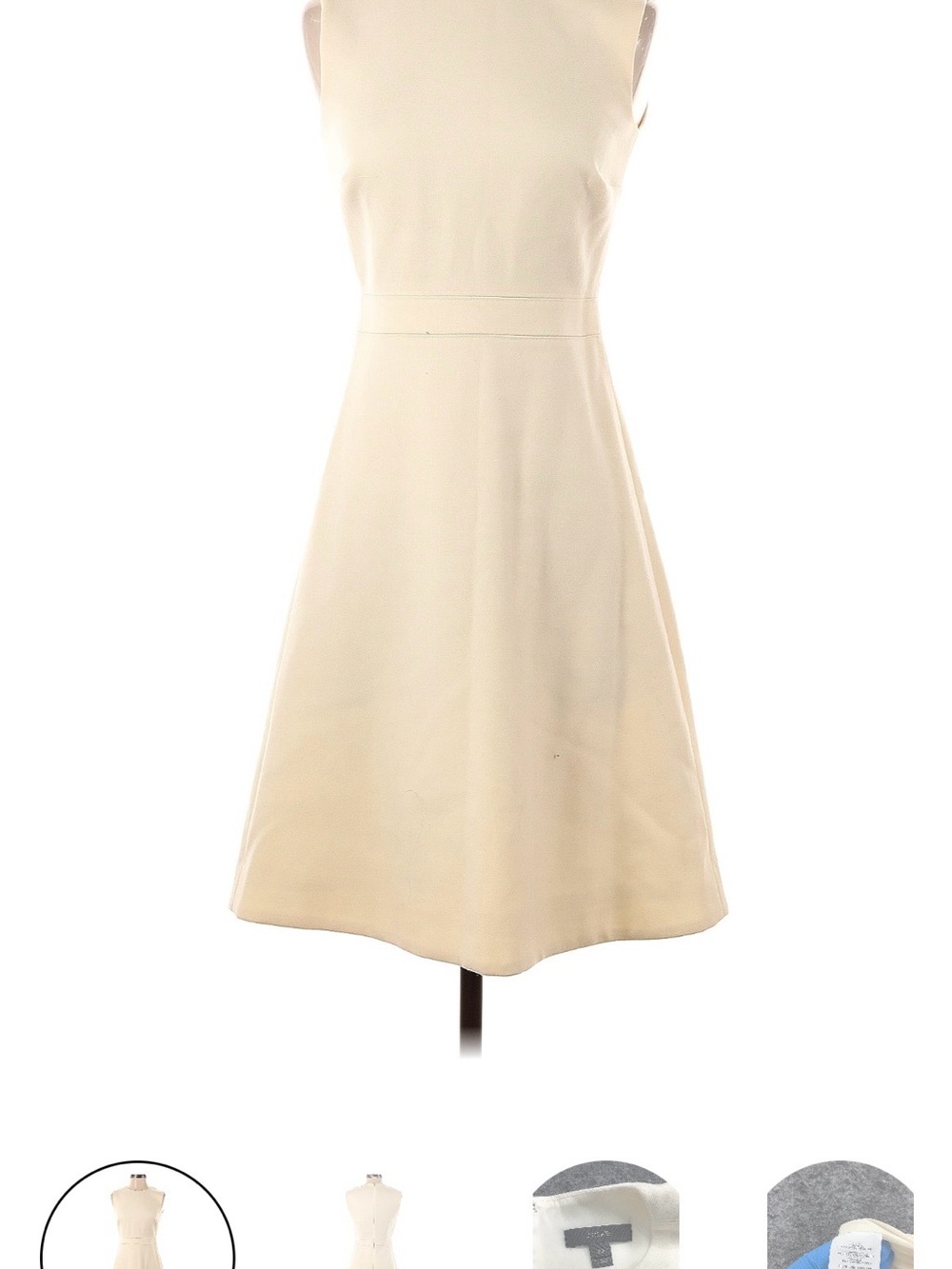 J. Crew Cream Sleeveless Wool Midi Dress